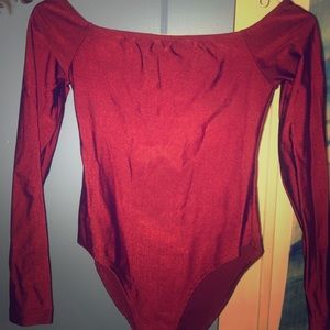 MAROON SHINY TIGHT BODYSUIT